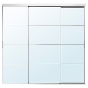 SKYTTA / AULI Sliding door combination, aluminium/mirror glass, 251x240 cm