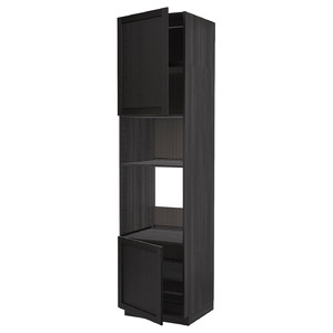 METOD Hi cb f oven/micro w 2 drs/shelves, black/Lerhyttan black stained, 60x60x240 cm