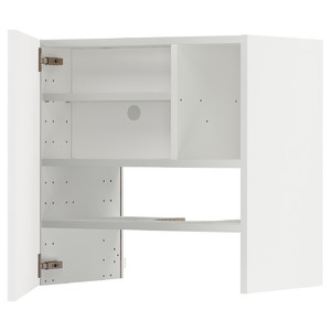 METOD Wall cb f extr hood w shlf/door, white/Ringhult light grey, 60x60 cm