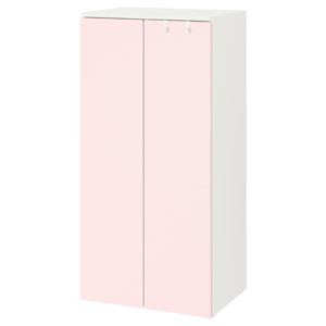 SMÅSTAD / PLATSA Wardrobe, white, pale pink, 60x40x123 cm