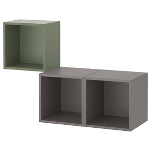 EKET Wall-mounted cabinet combination, grey-green/dark grey, 105x35x70 cm