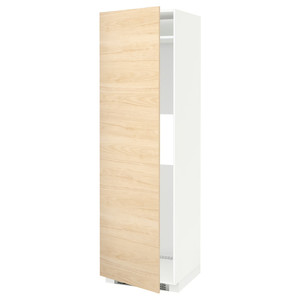 METOD High cab f fridge or freezer w door, white, Askersund light ash effect ash, 60x60x200 cm
