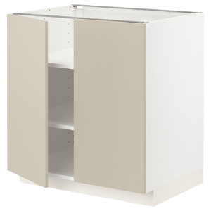 METOD Base cabinet with shelves/2 doors, white/Havstorp beige, 80x60 cm