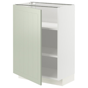 METOD Base cabinet with shelves, white/Stensund light green, 60x37 cm