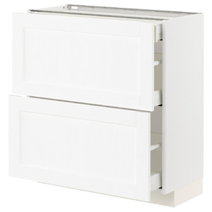 METOD / MAXIMERA Base cab with 2 fronts/3 drawers, white Enköping/white wood effect, 80x37 cm