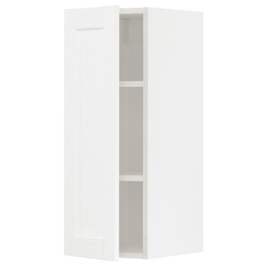 METOD Wall cabinet with shelves, white Enköping/white wood effect, 30x80 cm