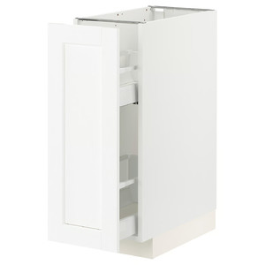 METOD / MAXIMERA Base cabinet/pull-out int fittings, white Enköping/white wood effect, 30x60 cm