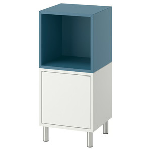 EKET Cabinet combination with legs, white/dark grey-blue, 35x35x80 cm
