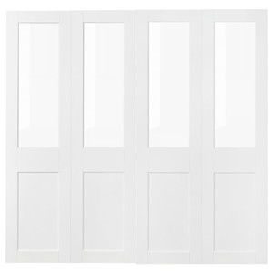 GRIMO Pair of sliding doors, glass/white, 200x201 cm