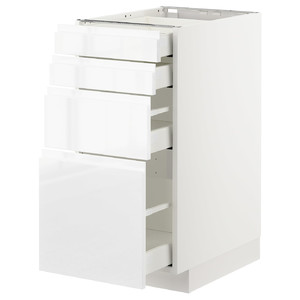 METOD / MAXIMERA Base cab 4 frnts/4 drawers, white/Voxtorp high-gloss/white, 40x60 cm
