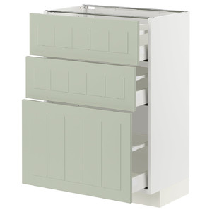 METOD / MAXIMERA Base cabinet with 3 drawers, white/Stensund light green, 60x37 cm