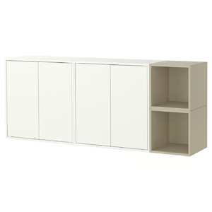 EKET Wall-mounted cabinet combination, white/beige, 175x35x70 cm
