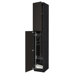 METOD High cabinet with cleaning interior, black/Kungsbacka anthracite, 40x60x240 cm