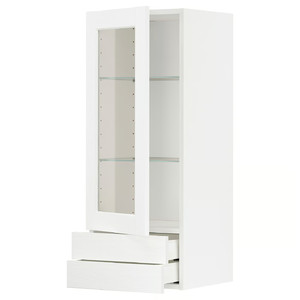 METOD / MAXIMERA Wall cabinet w glass door/2 drawers, white Enköping/white wood effect, 40x100 cm