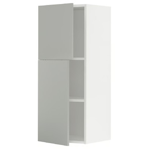 METOD Wall cabinet with shelves/2 doors, white/Havstorp light grey, 40x100 cm