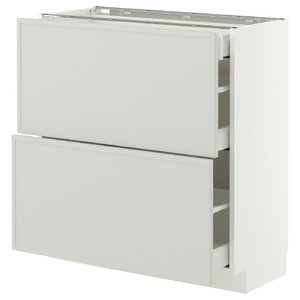METOD/MAXIMERA Base cab with 2 fronts/3 drawers, white/Aspudden light grey, 80x37 cm