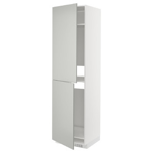 METOD High cabinet for fridge/freezer, white/Havstorp light grey, 60x60x220 cm