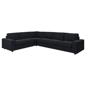 VIMLE Corner sofa, 5-seat, with wide armrests/Saxemara black-blue