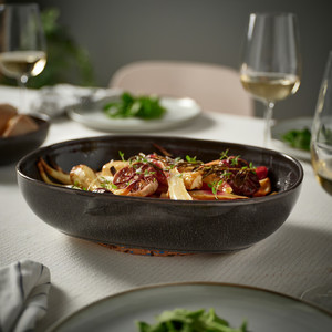 GLADELIG Oven dish, set of 2, dark grey