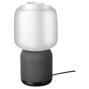 SYMFONISK Speaker lamp w Wi-Fi, glass shade, black/white