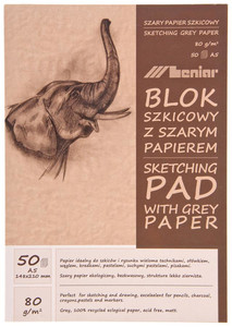 Sketching Pad with Grey Paper A5 50 Sheets 80g