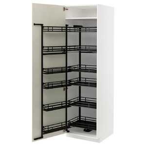 METOD High cabinet with pull-out larder, white/Bodbyn off-white, 60x60x200 cm
