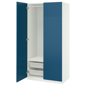 PAX / FYRUDDEN Wardrobe combination, white/blue, 100x60x201 cm