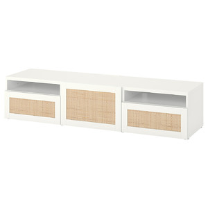BESTÅ TV bench with drawers and door, white/Studsviken white, 180x42x39 cm