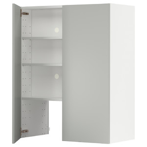 METOD Wall cb f extr hood w shlf/door, white/Havstorp light grey, 80x100 cm