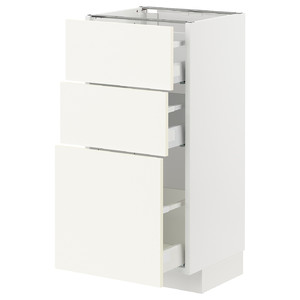 METOD / MAXIMERA Base cabinet with 3 drawers, white/Vallstena white, 40x37 cm
