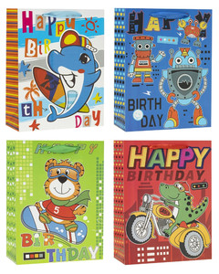 Gift Bag for Children 260x320 12pcs, assorted patterns