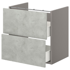 ENHET Base cb f washbasin w 2 drawers, grey/concrete effect, 60x42x60 cm