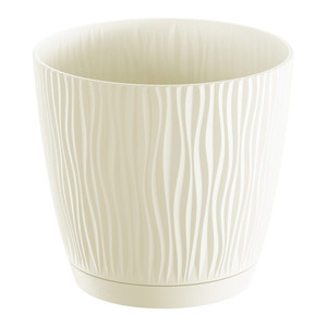 Plant Pot with Saucer Sandy 18.8 cm, light beige