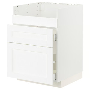 METOD / MAXIMERA Base cb f HAVSEN snk/3 frnts/2 drws, white Enköping/white wood effect, 60x60 cm