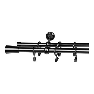 Double Curtain Rod GoodHome Kimlos 19/16 mm 240 cm, black nickel