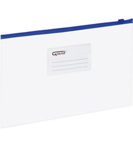 Zip File Folder A5, transparent/blue, 12pcs