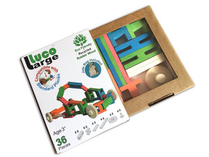 Luco Large Blocks fit Kapla and Keva with Wheels 36 Pieces 3+