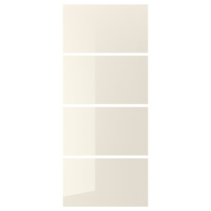HOKKSUND 4 panels for sliding door frame, high-gloss light beige light beige, 100x236 cm