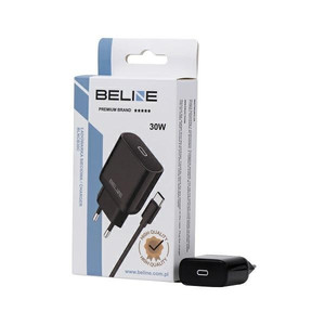 Beline Wall Charger EU Plug 30W USB-C + USB-C cable, black