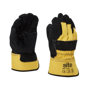 Heavy-Duty Gardening Work Gloves, Size L, cotton/leather