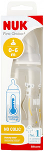 NUK First Choice Plus Baby Bottle with Temperature Control 300ml 0-6m, grey