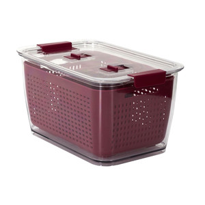 Refrigerator Storage Container for Fruits and Vegetables, dark red