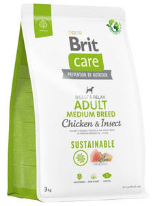 Brit Care Sustainable Adult Medium Breed Chicken & Insect Dog Dry Food 3kg