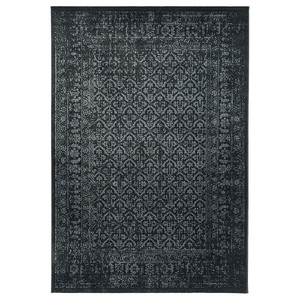 KYNDBY Rug, short pile, patinated grey/floral pattern, 160x230 cm