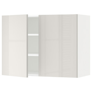 METOD Wall cabinet with shelves/2 doors, white/Ringhult light grey, 80x60 cm