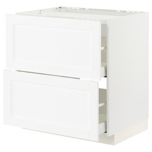 METOD / MAXIMERA Base cab f hob/2 fronts/2 drawers, white Enköping/white wood effect, 80x60 cm