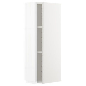METOD Wall cabinet with shelves, white/Voxtorp high-gloss/white, 20x80 cm