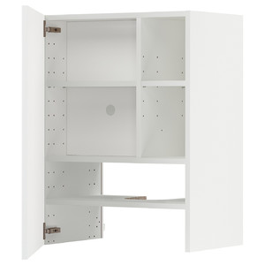METOD Wall cb f extr hood w shlf/door, white/Ringhult light grey, 60x80 cm