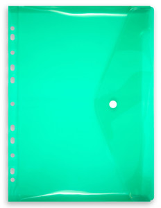 Document Envelope Pocket Wallet File with Button Penmate A4, green