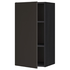 METOD Wall cabinet with shelves, black/Kungsbacka anthracite, 40x80 cm